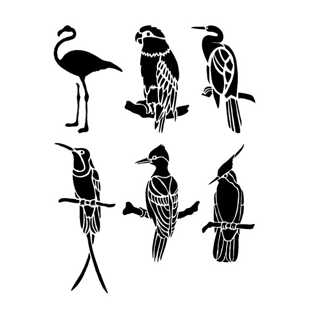 Illustration De La Silhouette Des Oiseaux Dessinée à La Main