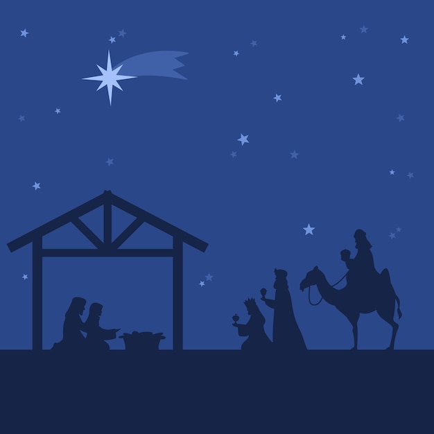 Illustration de silhouette plat reyes magos