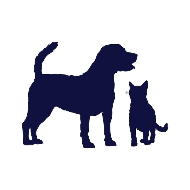 Illustration de la silhouette plate du chien et du chat
