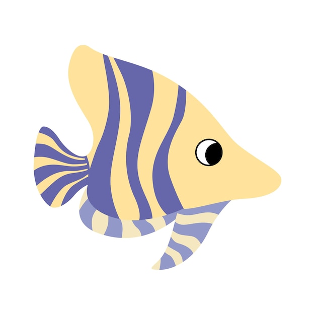 Illustration de silhouette de poisson d'aquarium vectoriel Icône de poisson plat de dessin animé coloré pour votre conception