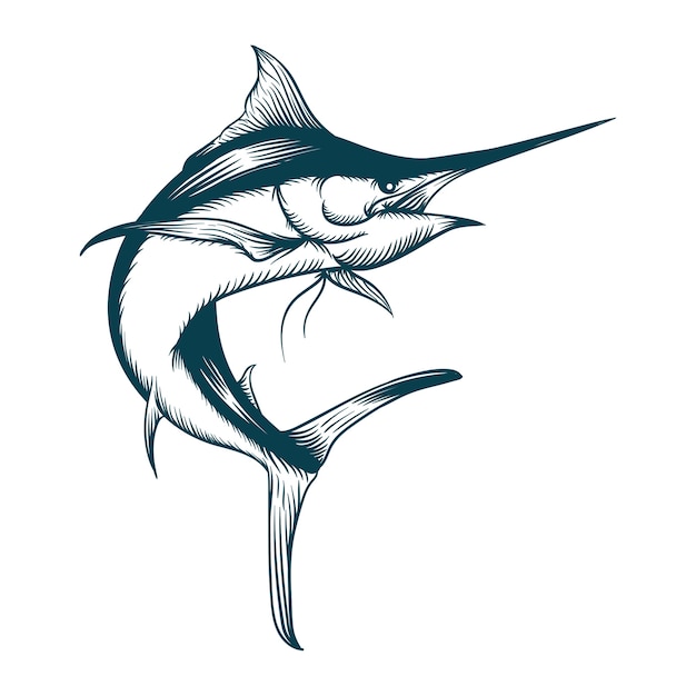 illustration de silhouette de poisson marlin