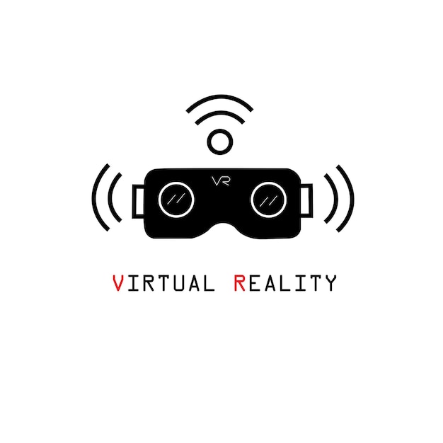 Vecteur illustration de silhouette de réalité virtuelle dans l'outil noir et blanc pour jouer à des jeux