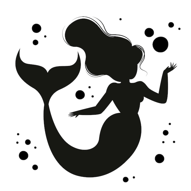 Illustration de silhouette de sirène design plat