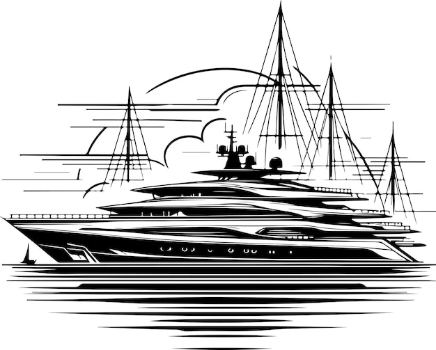 Vecteur illustration de la silhouette vectorielle du bateau vectoriel