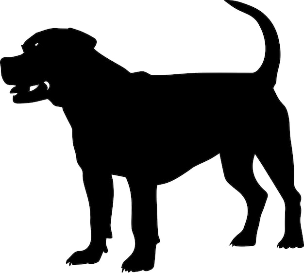 Vecteur illustration de la silhouette vectorielle du chien rottweiler en couleur noire