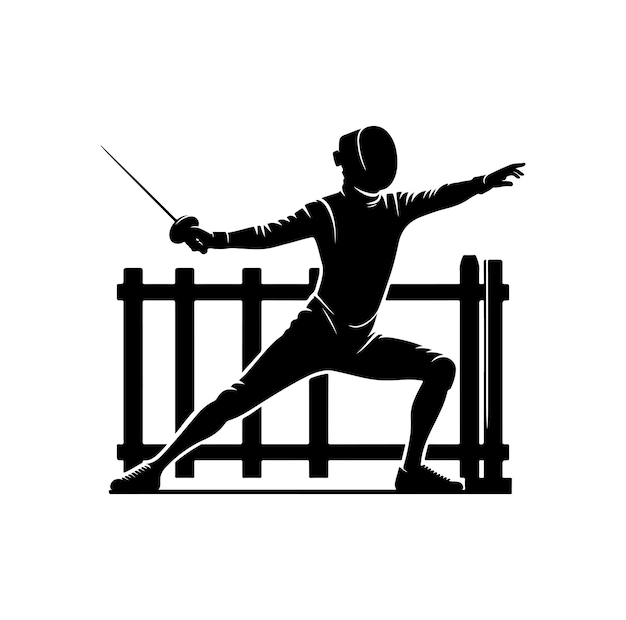 Illustration de la silhouette vectorielle du sport d'escrime vue latérale de l'escrimeur