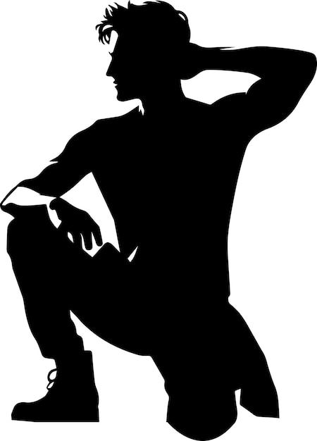 Vecteur illustration de la silhouette vectorielle de la pose de l'homme couleur noire 32