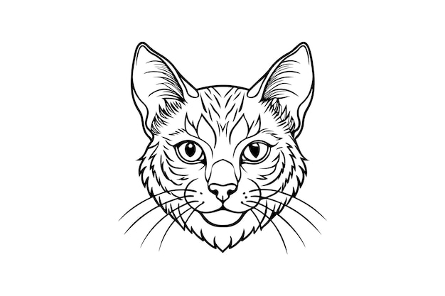 Illustration de la silhouette vectorielle de la tête d'un chat