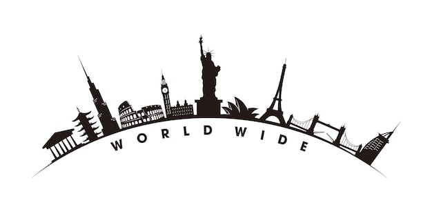 illustration de silhouette de voyage dans le monde entier