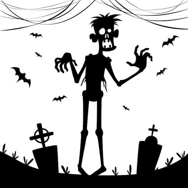 Illustration De Silhouette De Zombie Dessiné à La Main