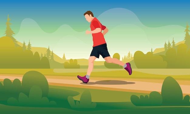 Illustration De Silhouettes En Cours D'exécution Trail Running Marathon Runner