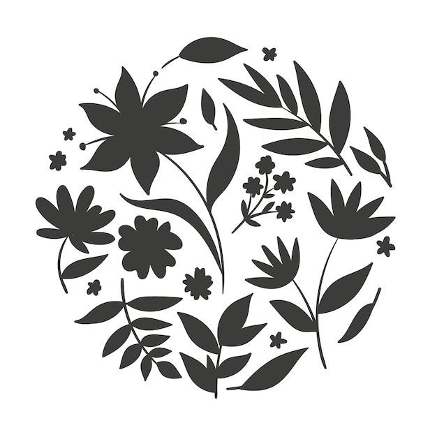 Illustration de silhouettes de fleurs dessinées à la main