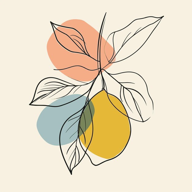 Illustration simple d'un citron sur une branche d'arbre