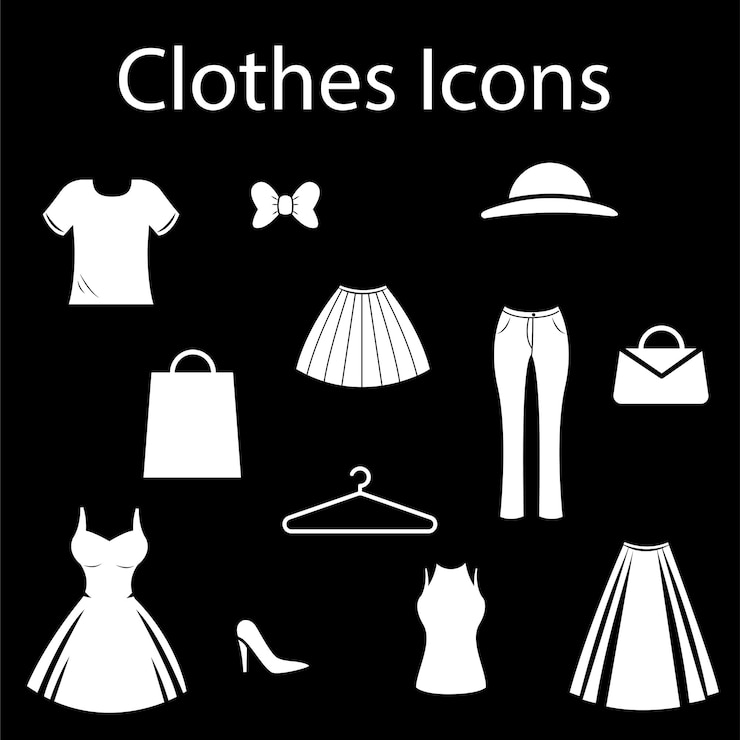 Vecteur illustration simple de collection d'icônes de mode de vêtements