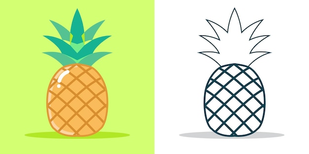 Une illustration simple d'un fruit d'ananas pour un élément de conception ou un élément de livre à colorier