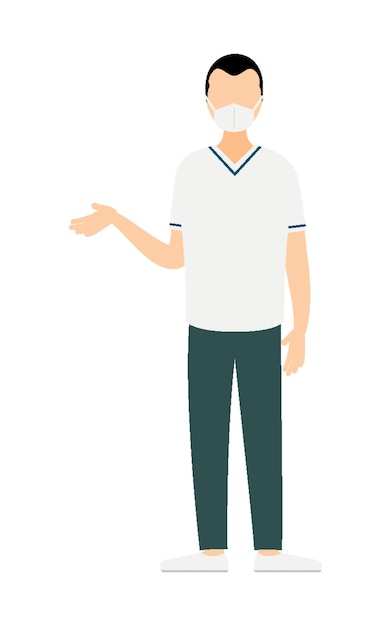 Illustration simple d'un infirmier avec un large front qui parle