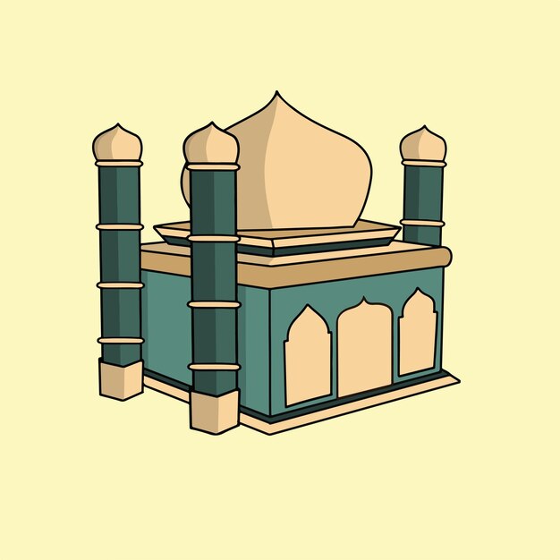 Vecteur illustration simple d'une mosquée avec trois minarets