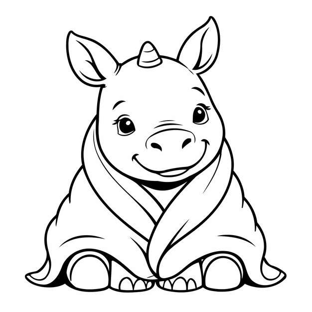 Vecteur illustration simple d'un rhinocéros pour un livre à colorier