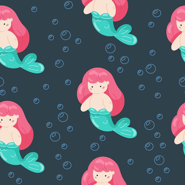 Vecteur illustration de sirène de natation bébé sans couture pour enfants