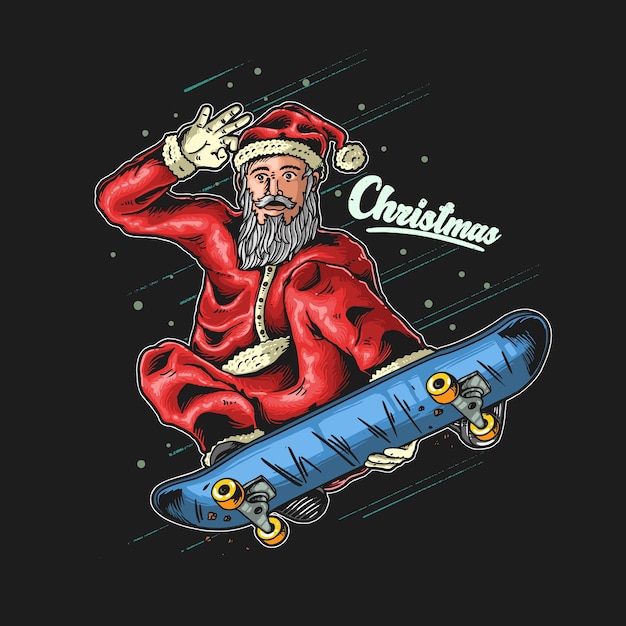 Illustration De Skateur De Père Noël