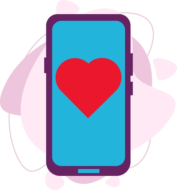 Illustration D'un Smartphone Avec Un Coeur, Reçoit Un Message Sur L'écran. Le Concept De Réseaux Sociaux Et D'appareils Mobiles.