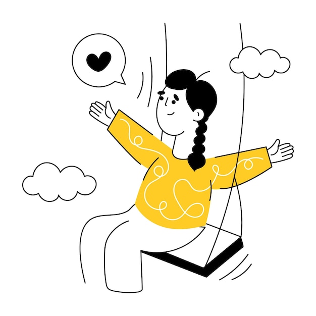 Une illustration sommaire de femme rêvant