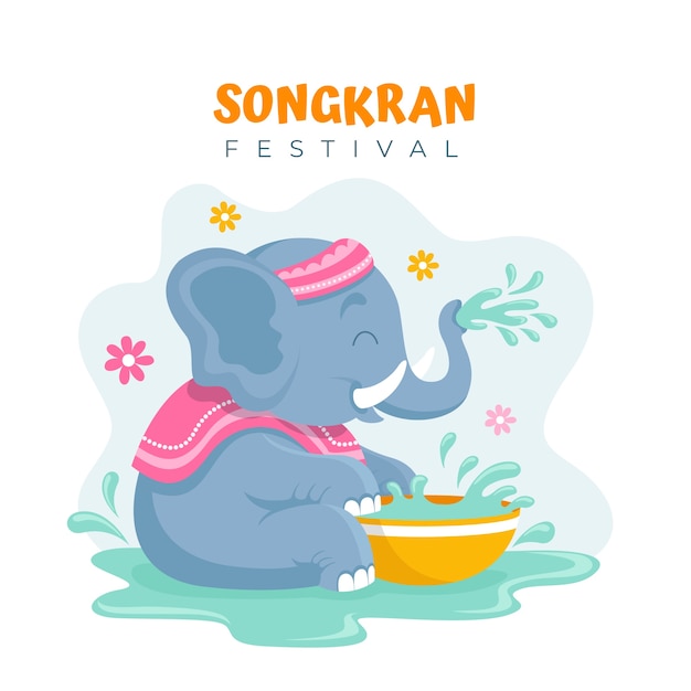 Vecteur illustration de songkran plat