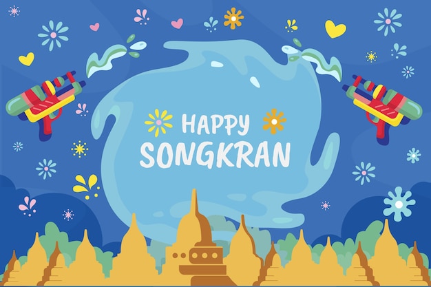 Illustration de songkran plat