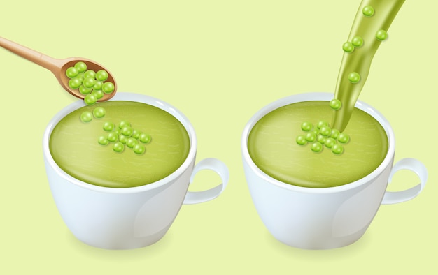 Illustration de la soupe de pois verts