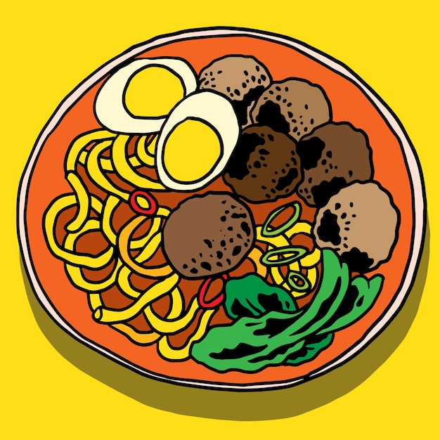 Illustration De Spaghettis Et De Boulettes De Viande à Des Fins D'icône D'affiche Et De Modèle
