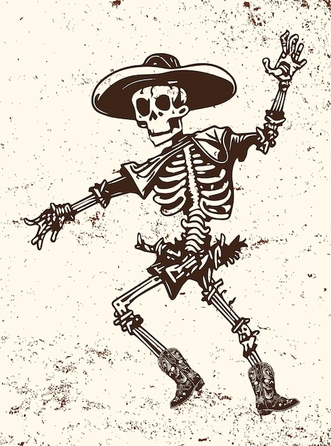 Vecteur illustration d'un squelette de danse de concept dans l'art vectoriel
