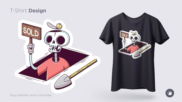 Illustration De Squelette Drôle. Imprimez Sur Des T-shirts, Des Sweat-shirts Et Des Souvenirs. Vecteur