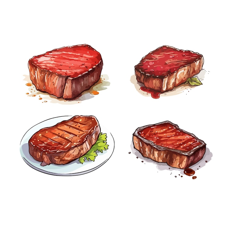 Vecteur illustration de steak dessiné à la main