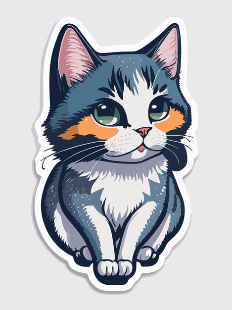 illustration de style art autocollant petit chat mignon