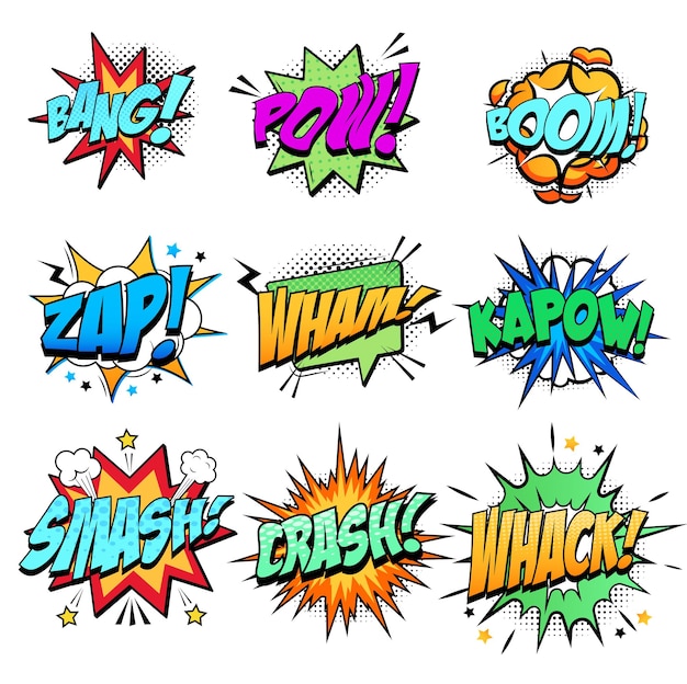 Illustration de style bande dessinée avec des effets de demi-ton de bulle de parole et une conception d'art pop pour un projet créatif