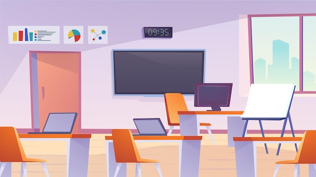 Illustration de style dessin animé plat en classe de fond web