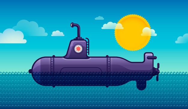 Vecteur illustration de style dessin animé de sous-marin.