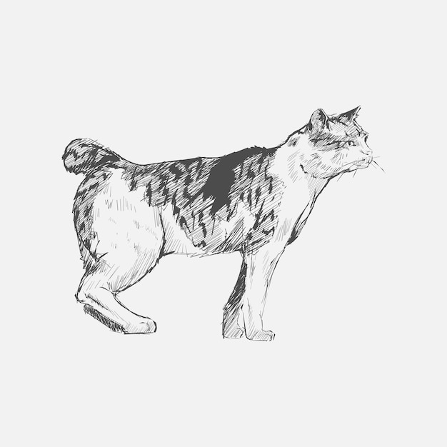 Illustration Style De Dessin De Chat