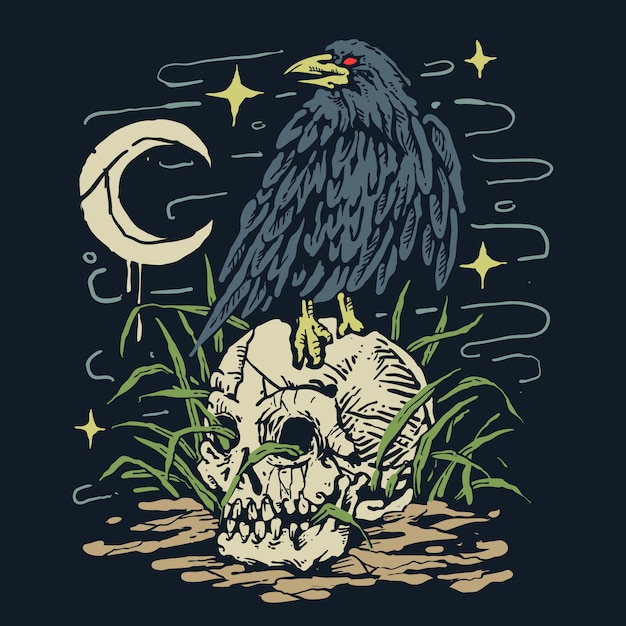 Illustration De Style Gothique Corbeau Corbeau Coriace