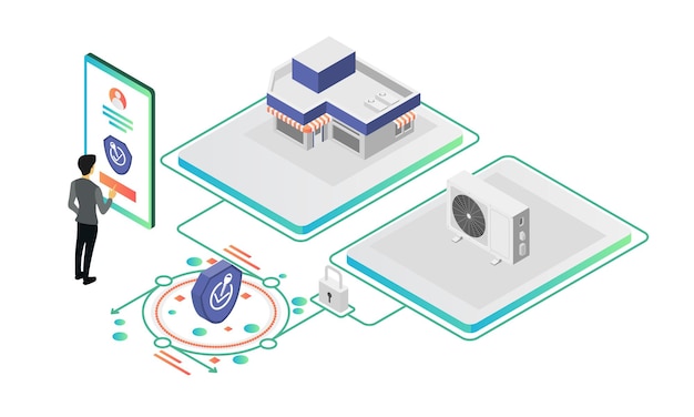 Illustration De Style Isométrique De La Sécurité Des Produits Pour Les Utilisateurs