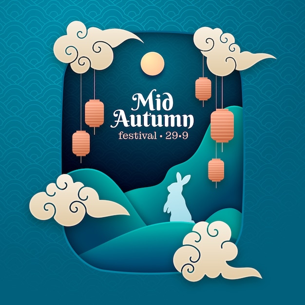 Illustration de style papier pour la célébration du festival chinois de la mi-automne