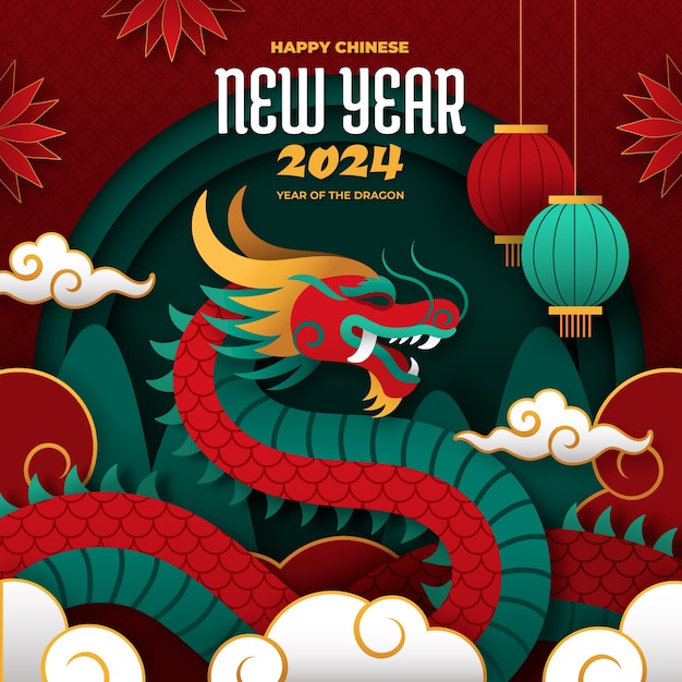Vecteur illustration de style papier pour le festival du nouvel an chinois