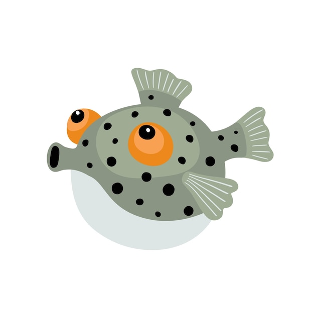 Vecteur illustration de style plat boule de poisson de mer dessin animé mignon