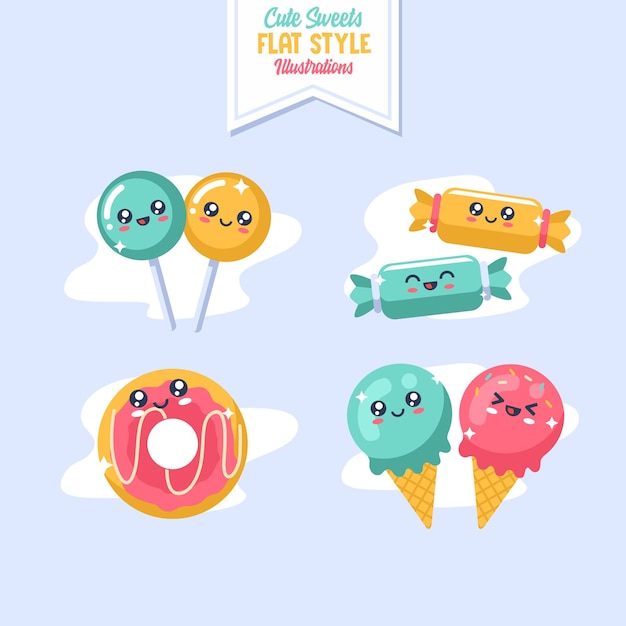 Vecteur illustration de style plat mignon bonbons candier