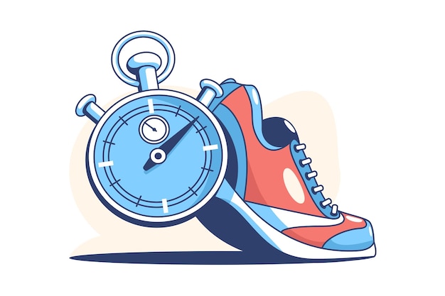 Illustration De Style Plat Sneaker Et Chronomètre