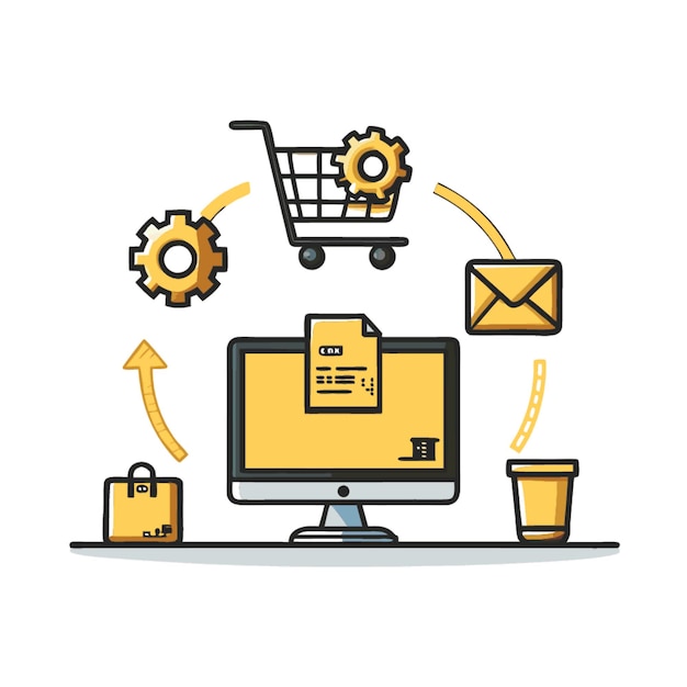 Illustration de style vectoriel plat avec des éléments de conception de commerce électronique