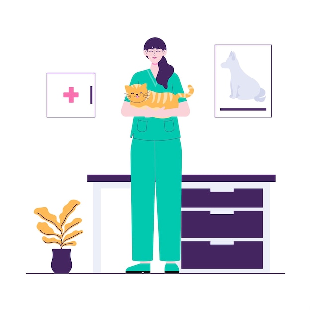 Illustration stylisée à rayures Profession vétérinaire