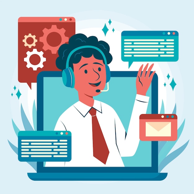 Illustration de support client design plat
