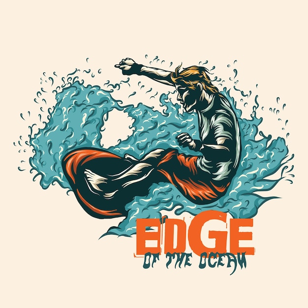 illustration de surf avec une couleur unie
