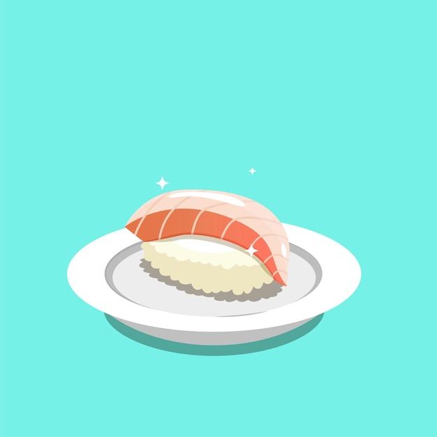 Illustration de sushi de vivaneau rouge tai frais servi sur une assiette blanche